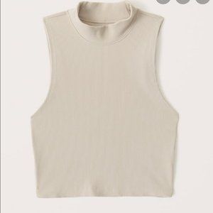 Abercrombie & Fitch Mockneck Ribbed Crop Top